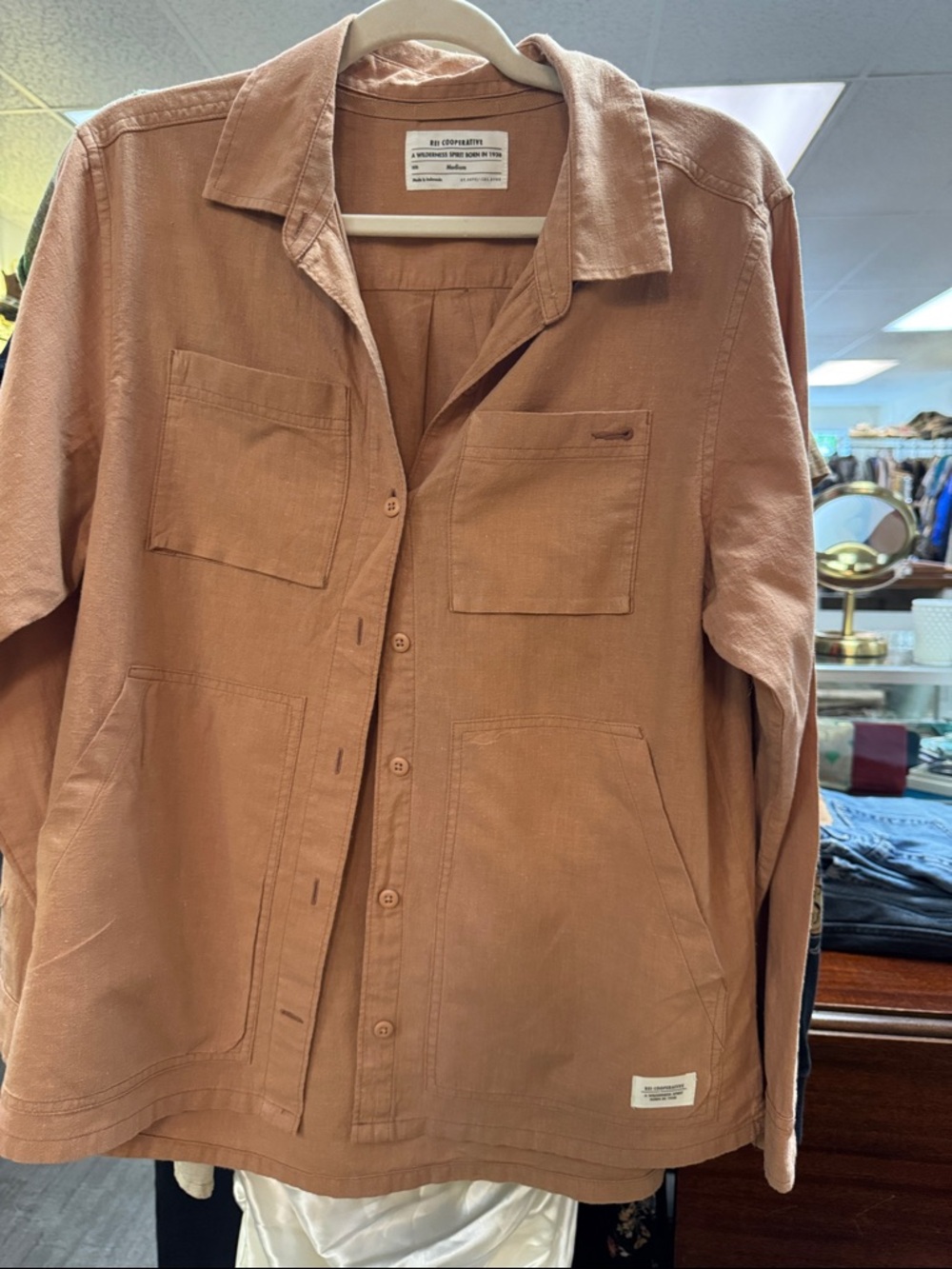 REI Button-Front Rust-Toned Utility Shirt